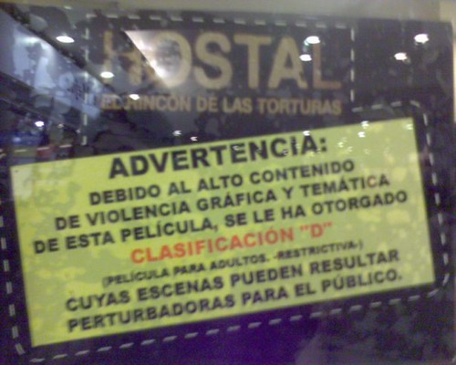 Advertencia en Pelicula Hostal